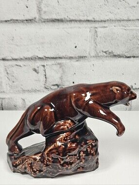 Blue Mountain Pottery Brown Cougar Panther Figurine Canadian Art Pottery